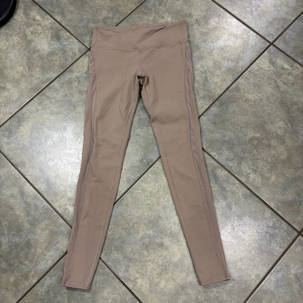 Alo Yoga 7/8 High-Waist Airbrush Legging - Taupe- Sz S Double Mesh Side Outdoor